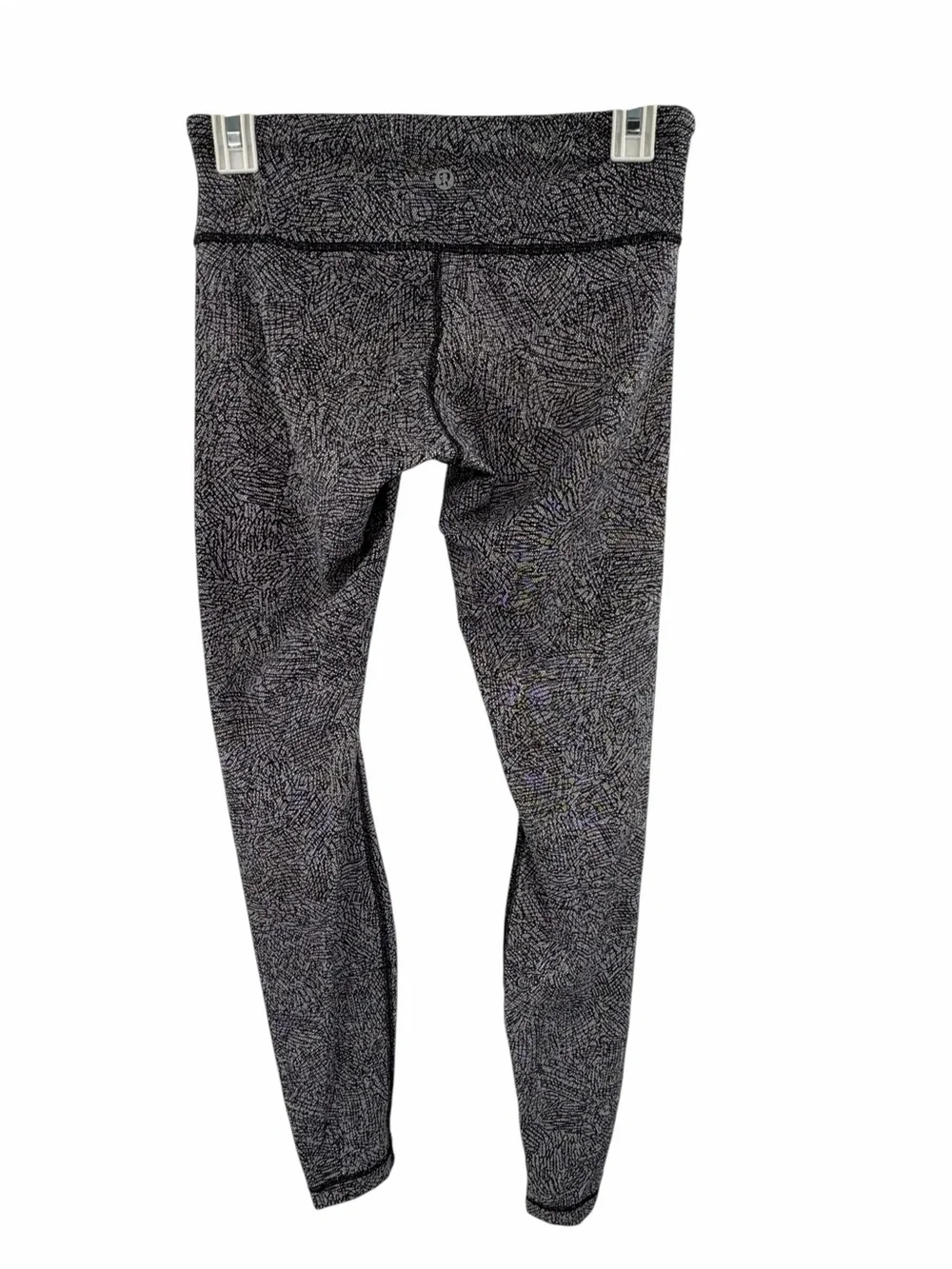 Lululemon Wunder Under Pant Leggings Line Up White Black Printed Size 6 Low Rise